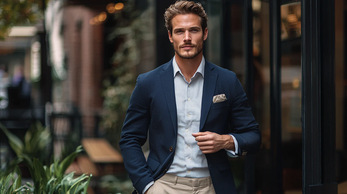Modern Navy Single-Breasted Blazer