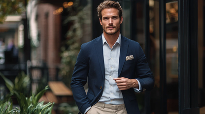 Modern Navy Single-Breasted Blazer