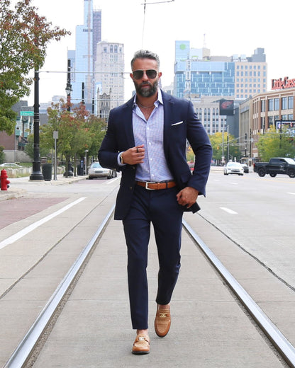 Modern Navy Single-Breasted Blazer