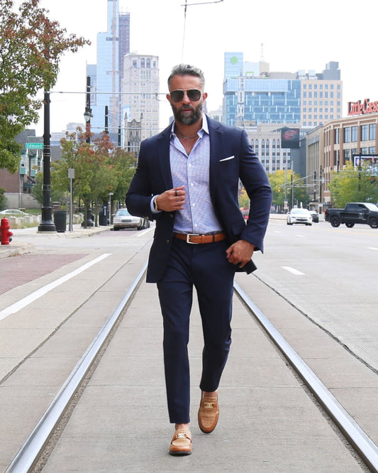 Modern Navy Single-Breasted Blazer